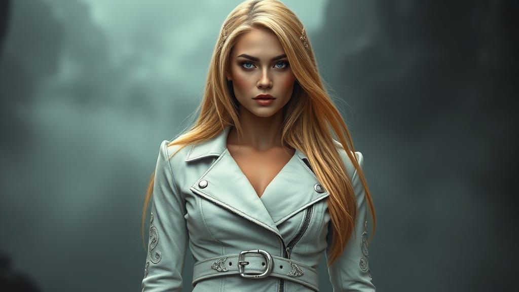 Ethereal Blonde Warrior in Dark Mystical Realm
