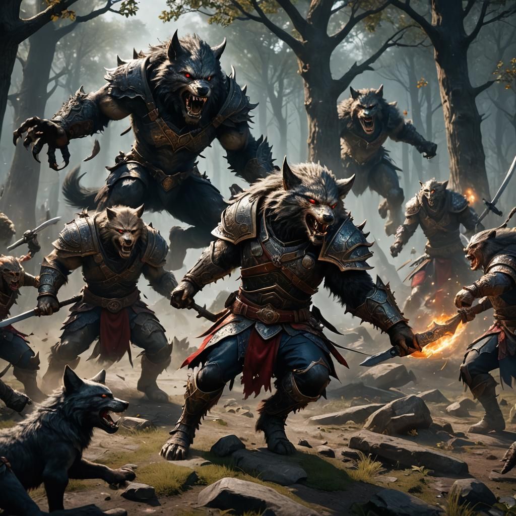 Werewolf Warrior in Detailed Matte Painting