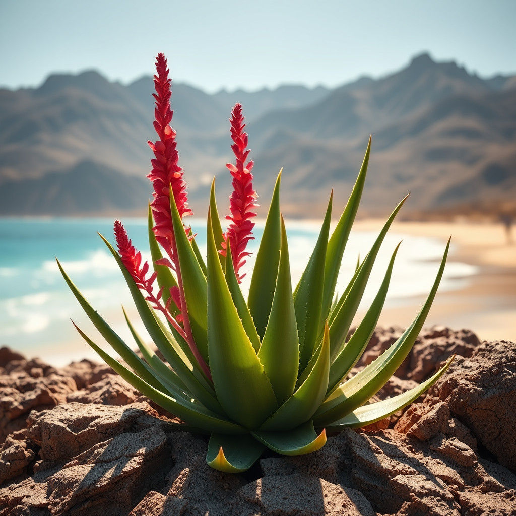 Magical Aloe Vera Plant on Desert Beach