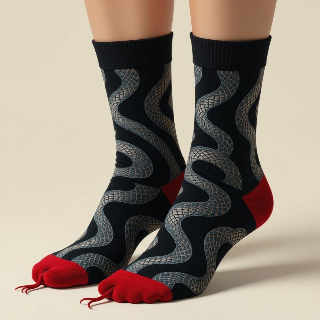 Snake Texture Ankle Socks with Velvet Tongue