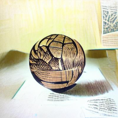 Woodcut Sphere with Intricate Details