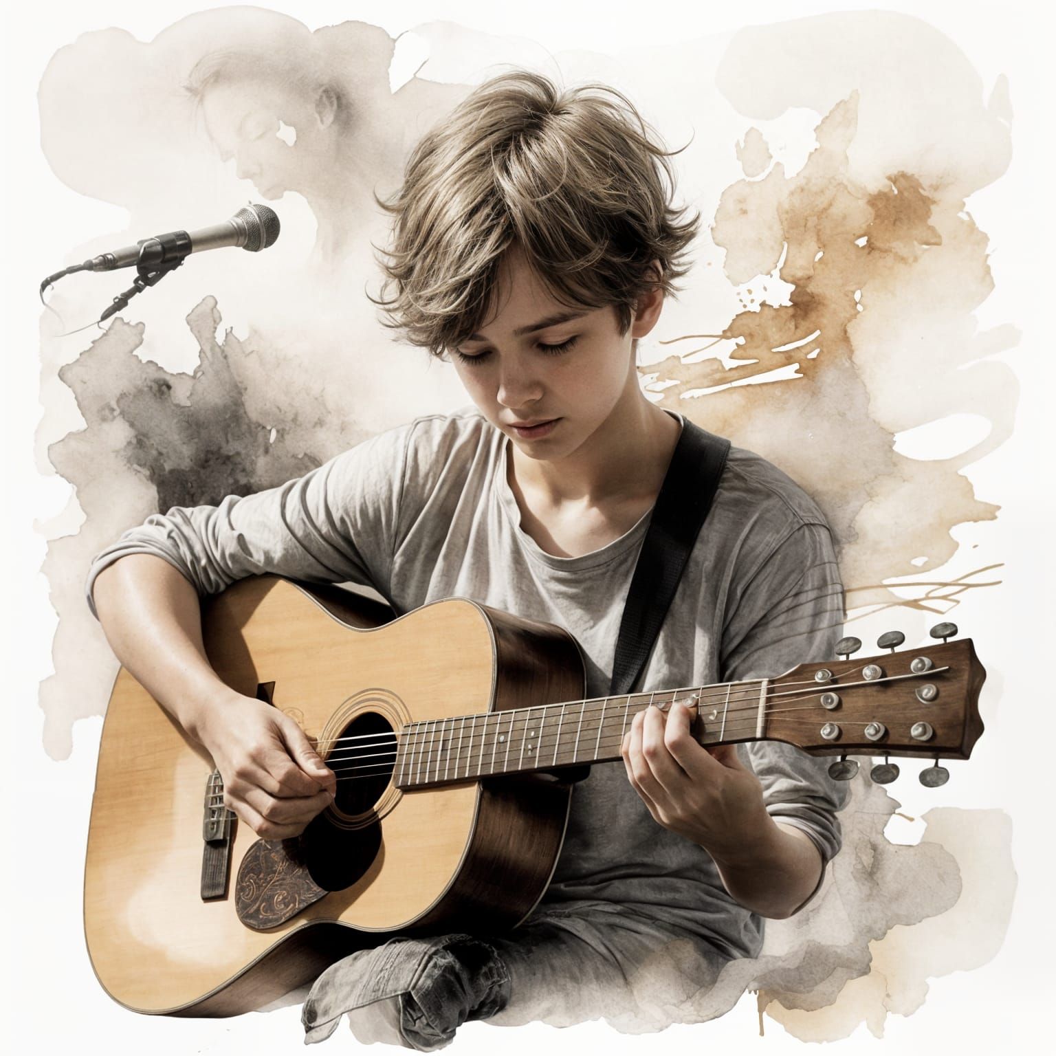 Whimsical Boy Lost in Music