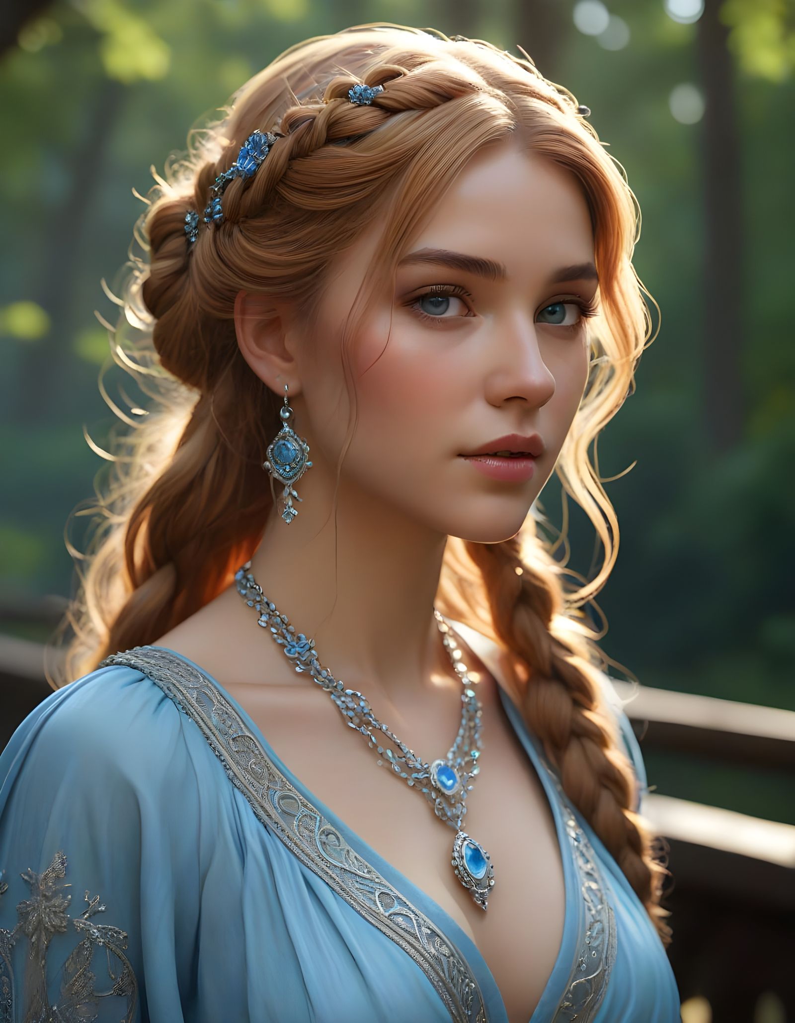 Norse Goddess on Wooden Bridge