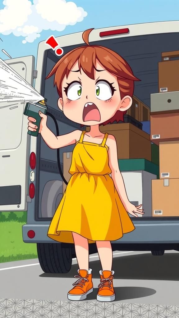 Cartoon Girl's Mace Mishap: Anime Key Visual Art