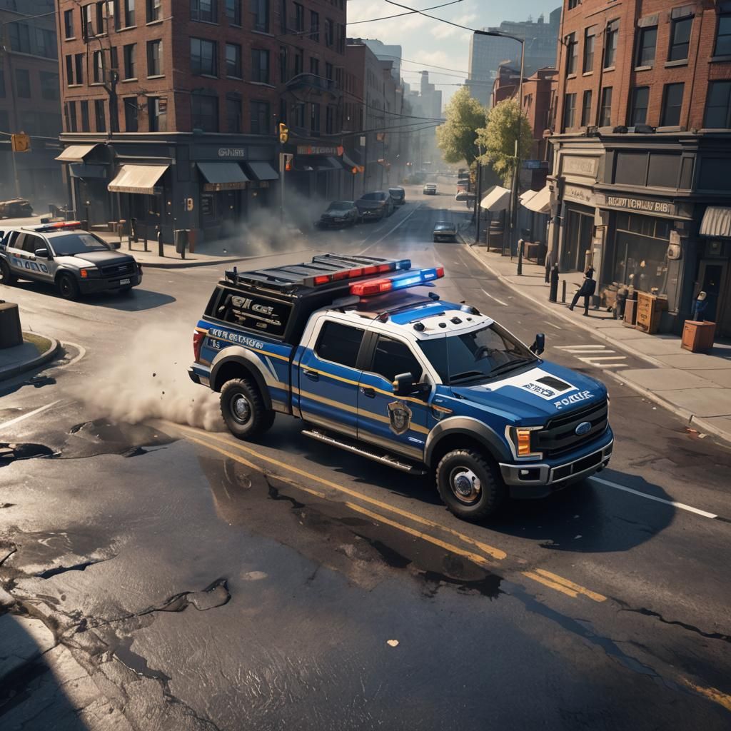 Police Ford Truck in Detailed Matte Painting