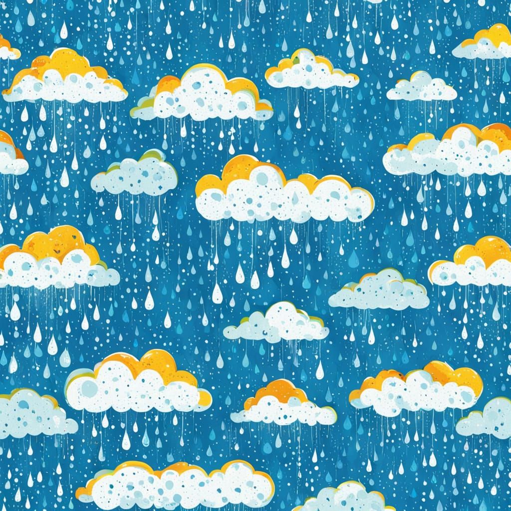 A massive Cloud Insurance - Because Sky Happens sign with cartoon raindrops