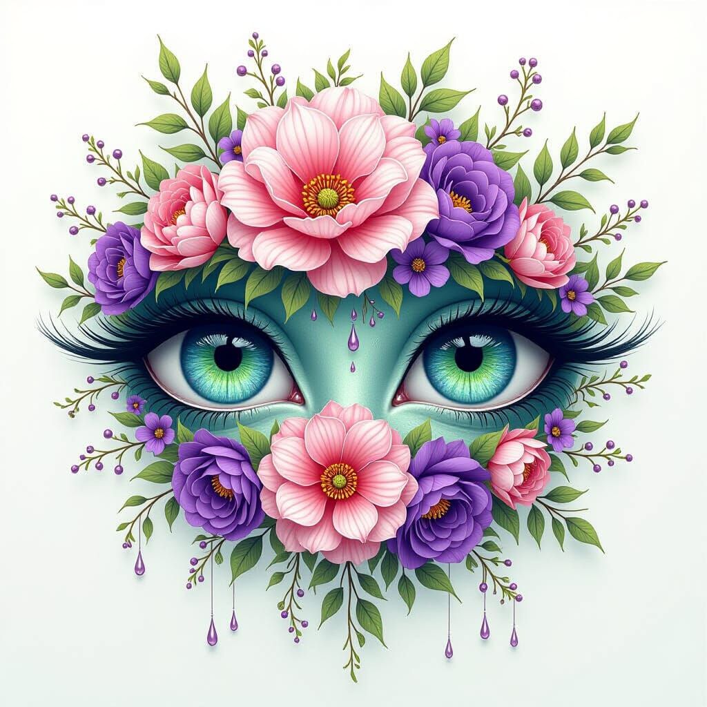 A stunning and intricate colored pencil drawing of a floral ...