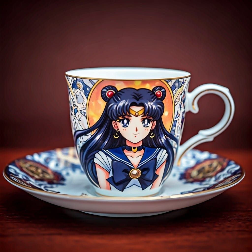 Black Lady Teacup: Anime Art Style
