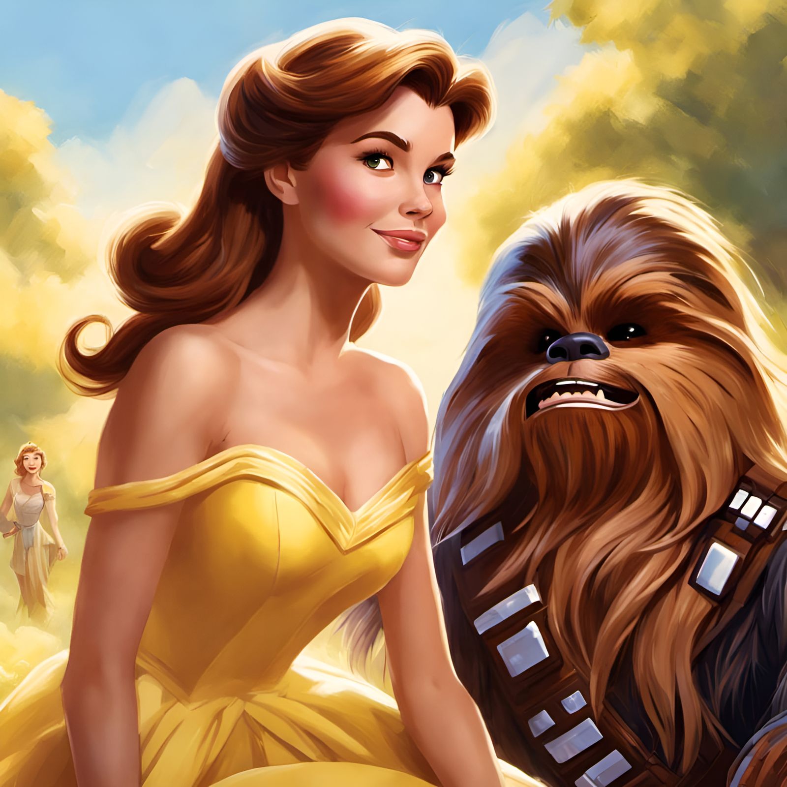 Princess Belle and Chewbacca Portrait