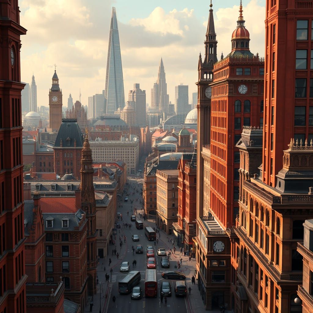 Lowry-Inspired London Cityscape in Industrial-Era Style