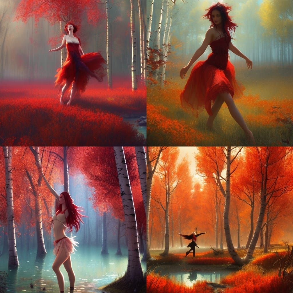 Fairy Dance in Crimson Meadow, Dark Fantasy Art