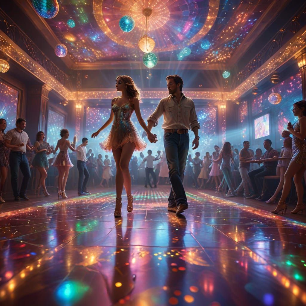 Whimsical Disco Wonderland in Vibrant Hues