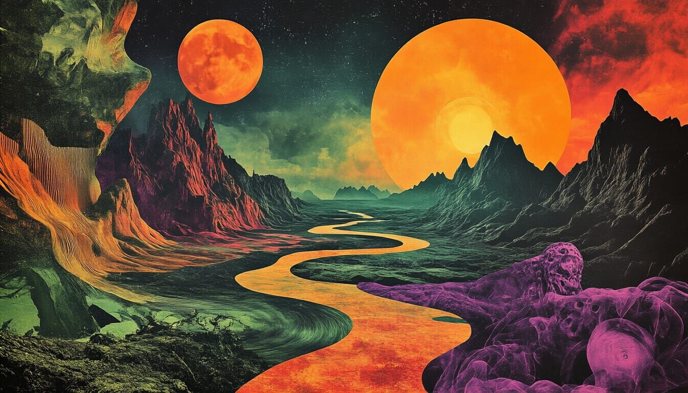 Abstract Surrealism Collage With Dramatic Lighting