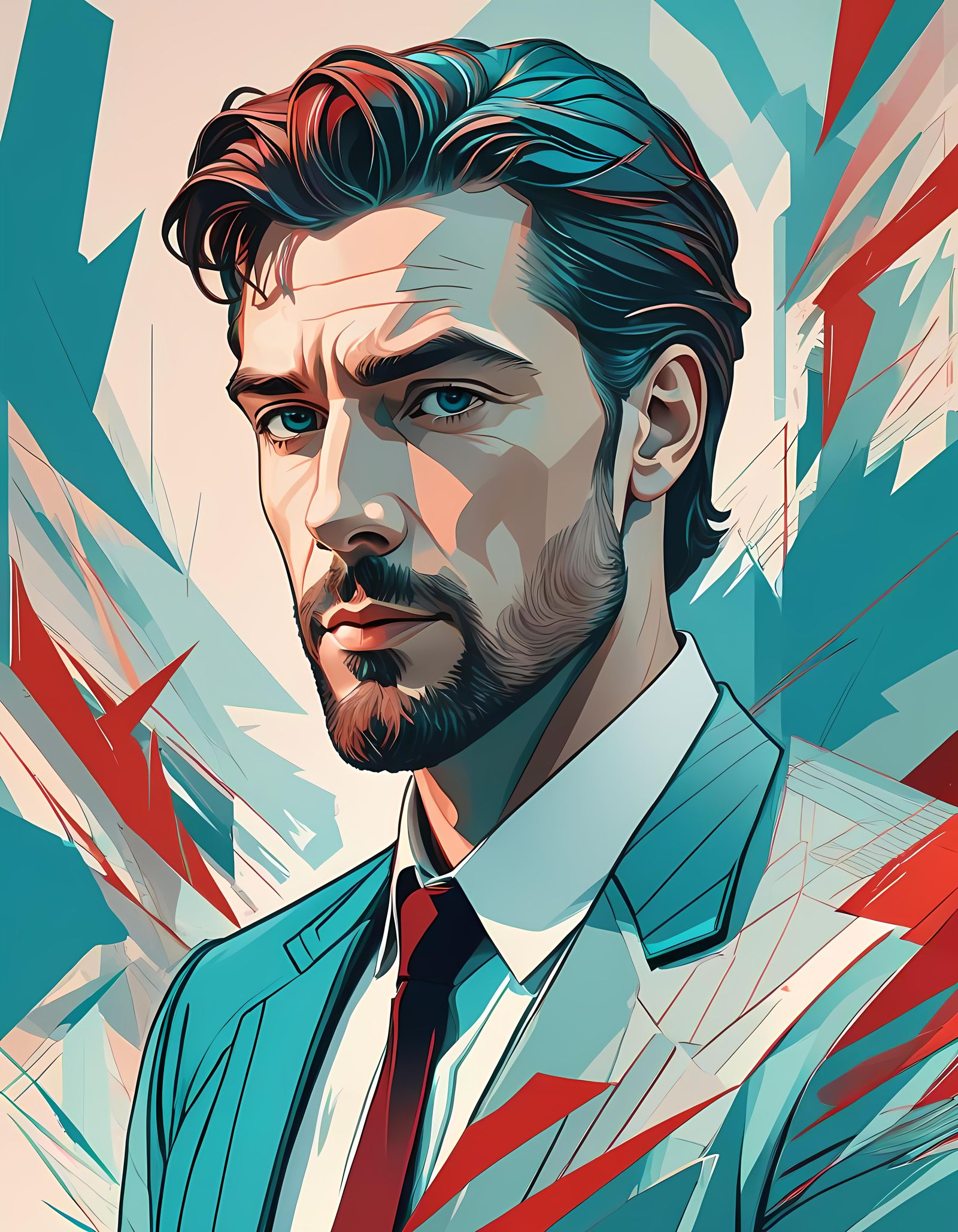 Mesmerizing Man in Vector Art with Hard Edges
