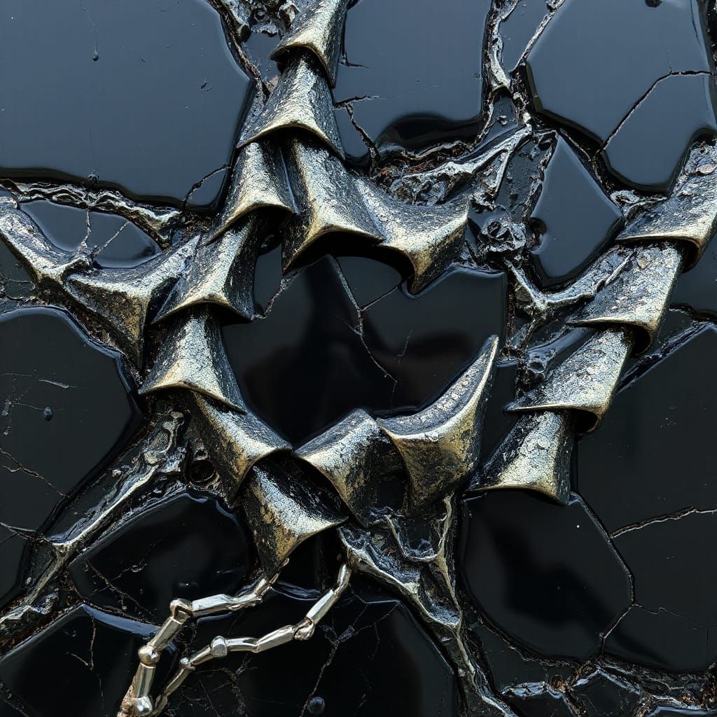 Abstract Chrome Figure in Obsidian and Vampiric Style