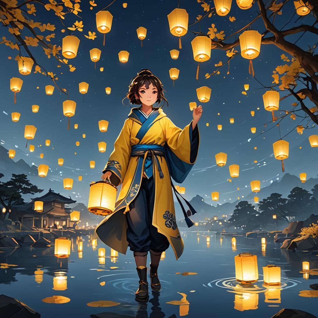 Mei Releases Lanterns in 3D Anime Art Style
