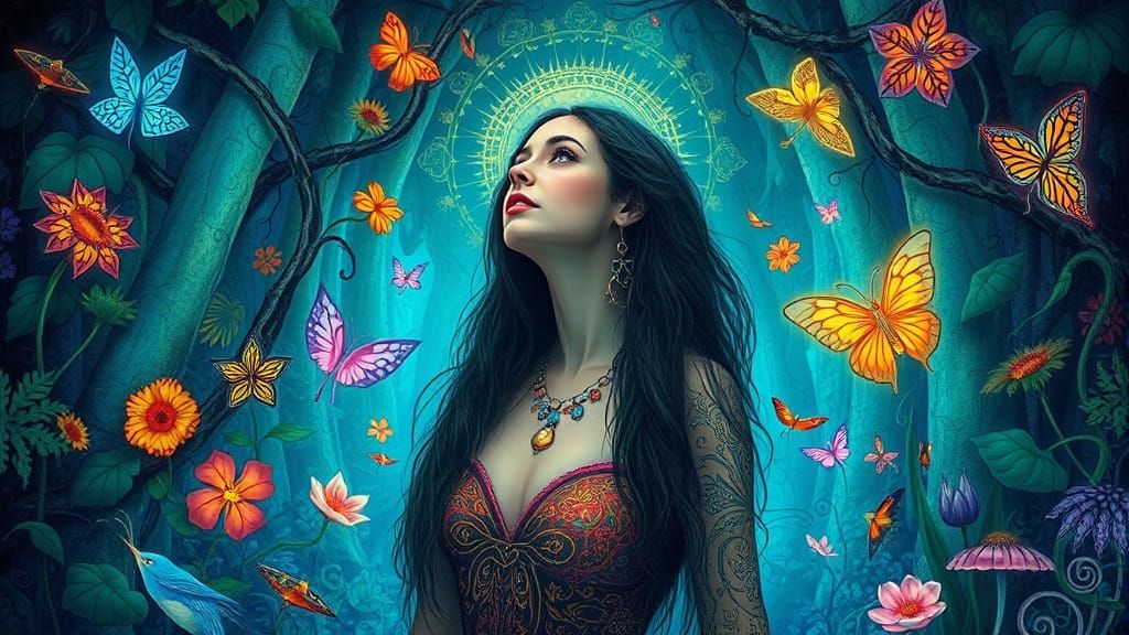 Mystical Forest Woman: Spiritual Surrealism