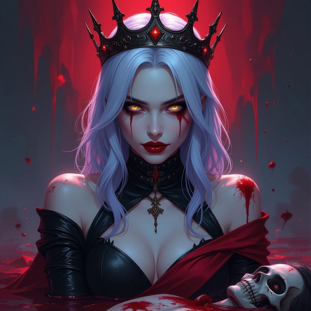 Violet Woman with Bloodied Crown, Dark Futurism