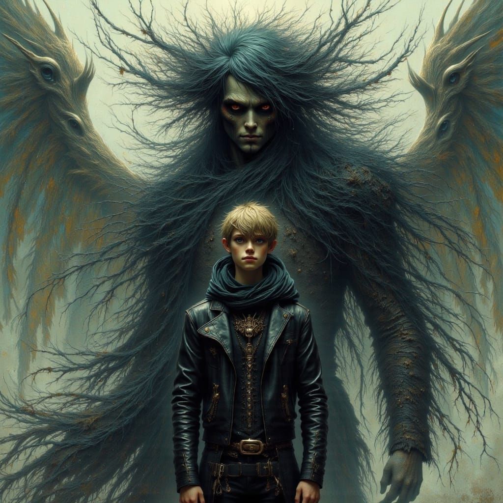 Ominous Figure Approaches in Dark Fantasy Style