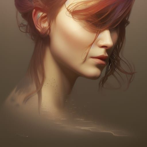 Clockwork Girl: Surreal Portrait in Art Nouveau Style