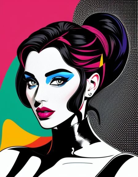 Colorful Pop Art Portrait of a Beautiful Woman