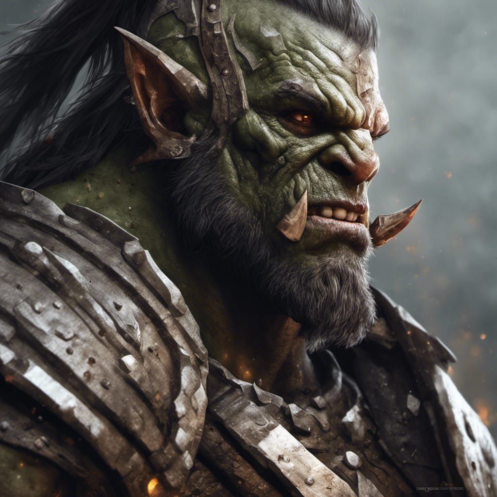 Orc Warrior Portrait in Dark Fantasy Style