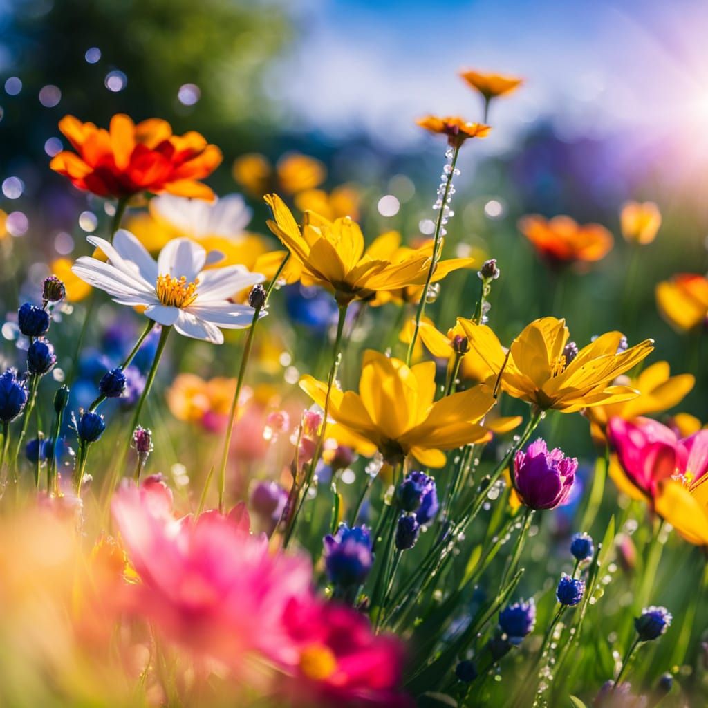 Vibrant Floral Photography with Dew Drops