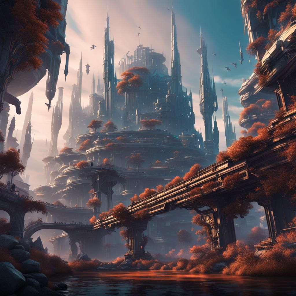 Futuristic Fantasy Concept Art in 8k