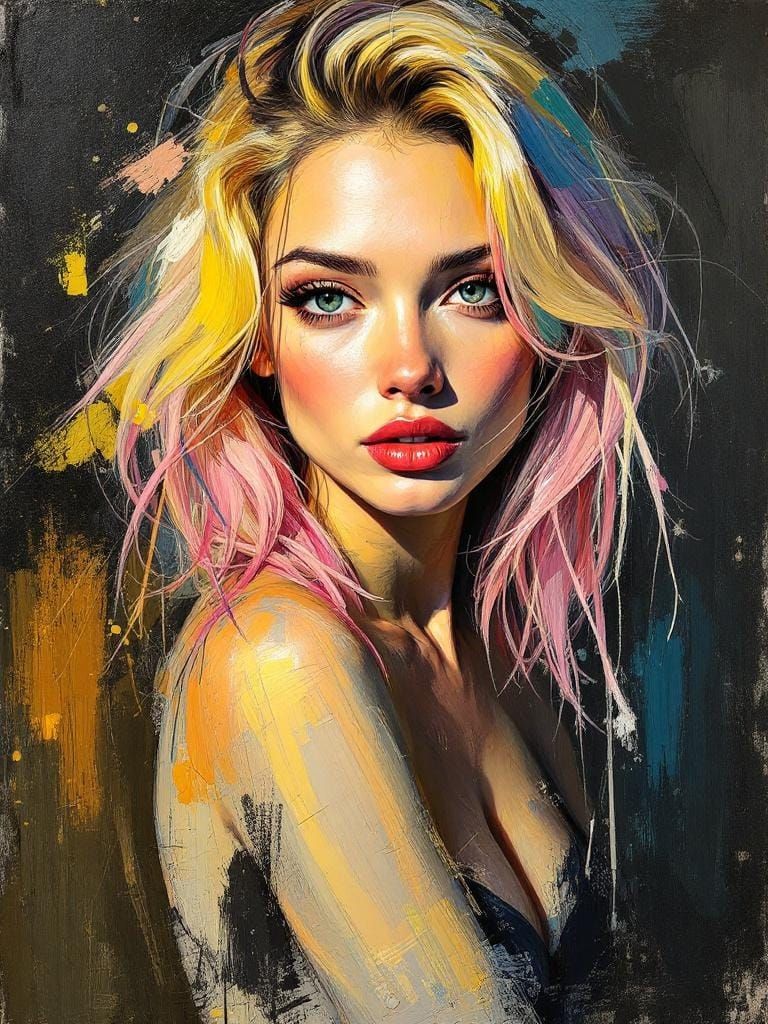 Expressive Portrait with Bold Brushstrokes in Impasto Style