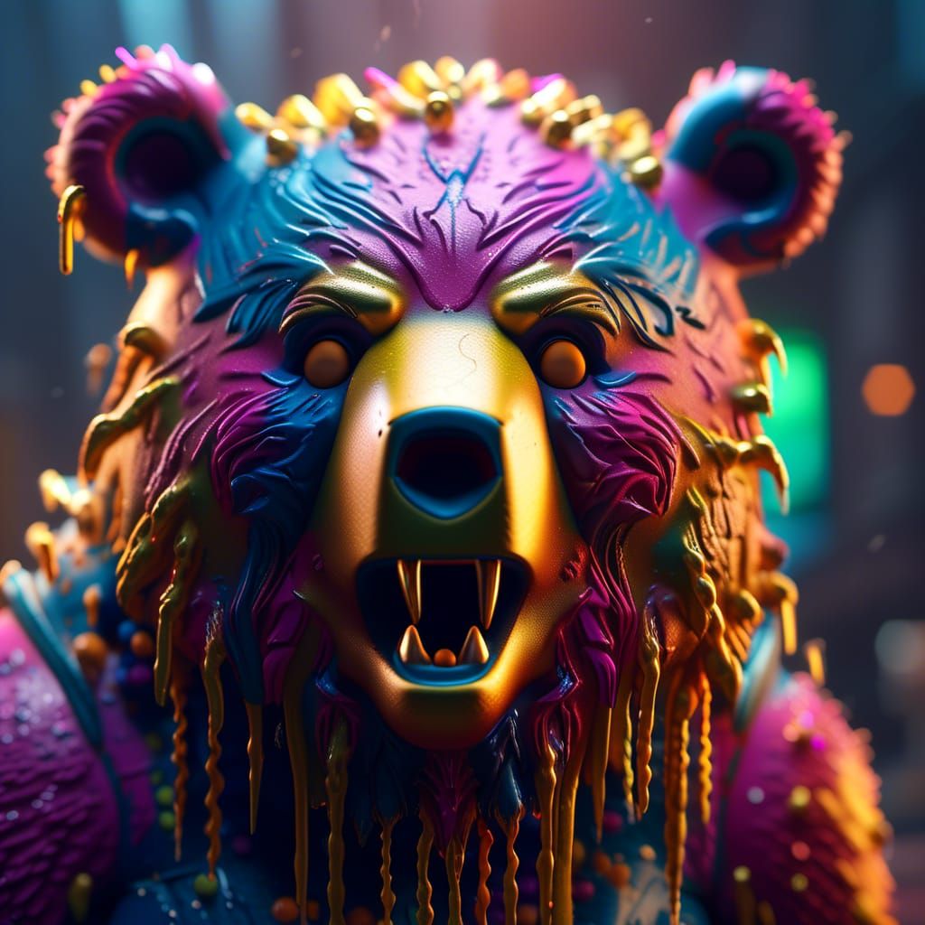 Obese Bear in Detailed Matte Painting Style