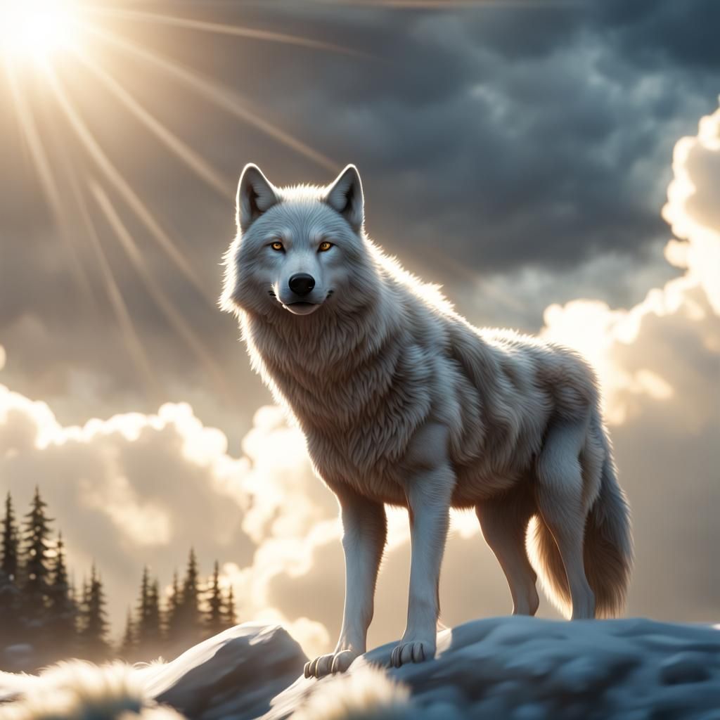 Wolf Totem in Divine Sunshine: 3D Cinematic Render