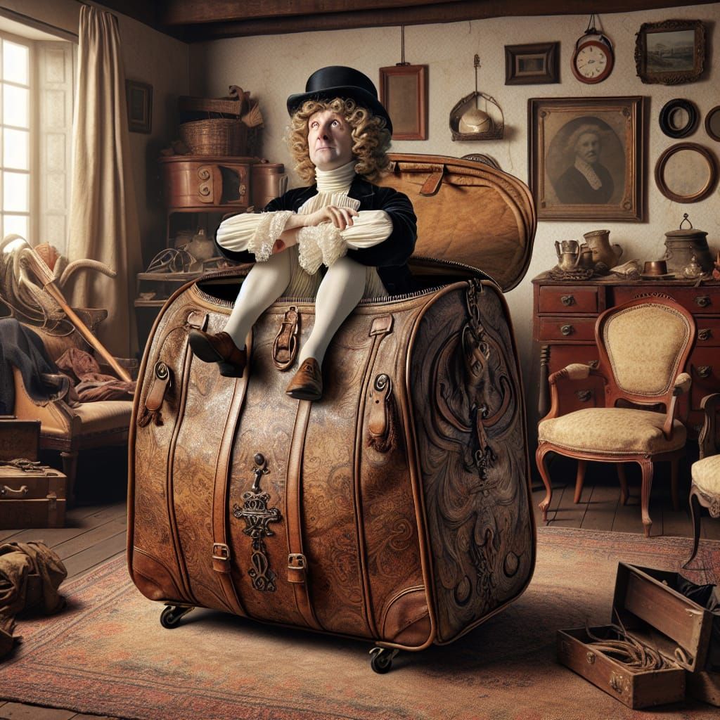 Victorian Woman Trapped in Antique Bag Chaos
