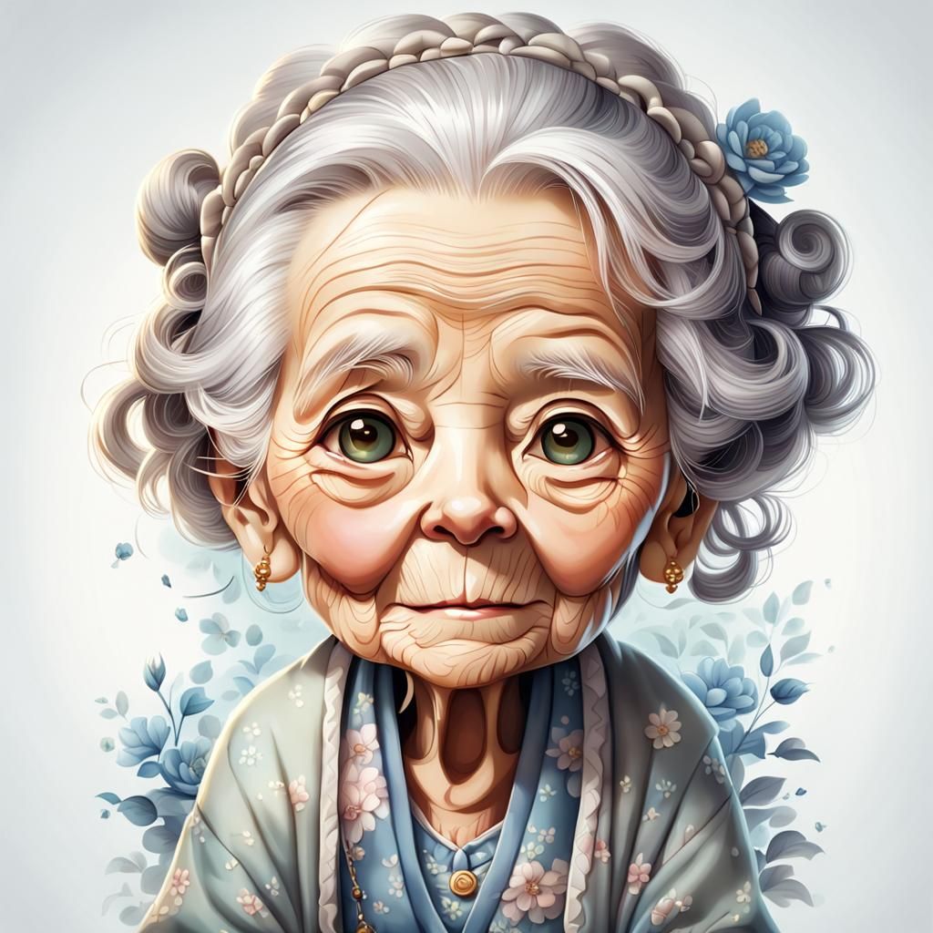 Charming Portrait of a Sweetly Smiling Granny