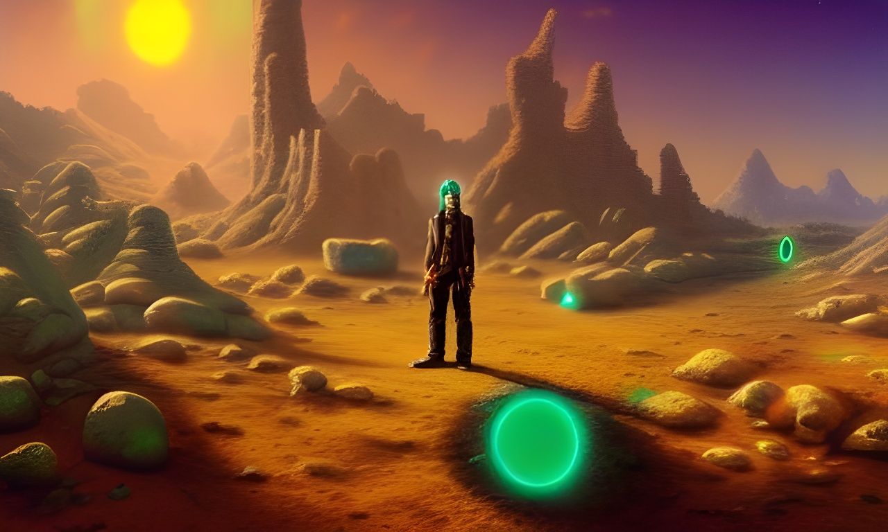 Psionic Gunslinger in Post-Apocalyptic Martian Desert