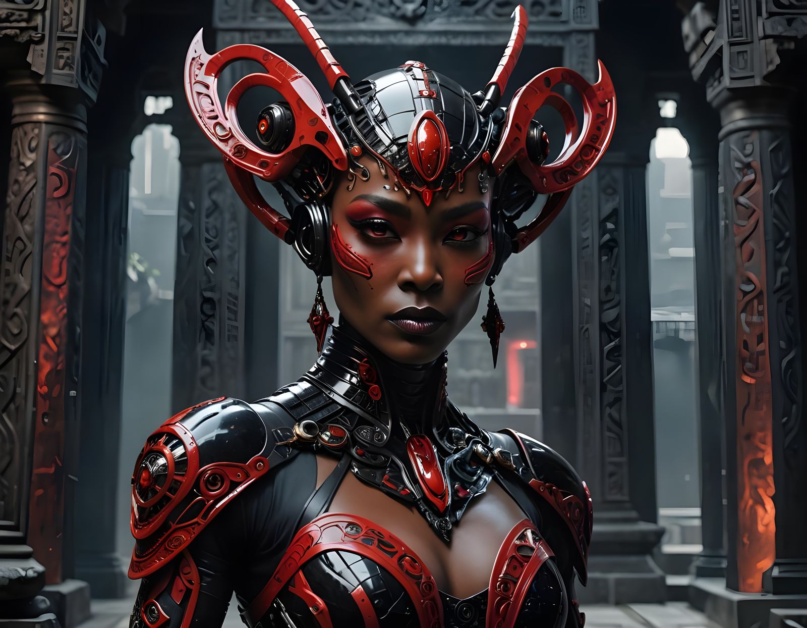 Psychic Alien Cyborg Portrait in Realistic Fantasy Style