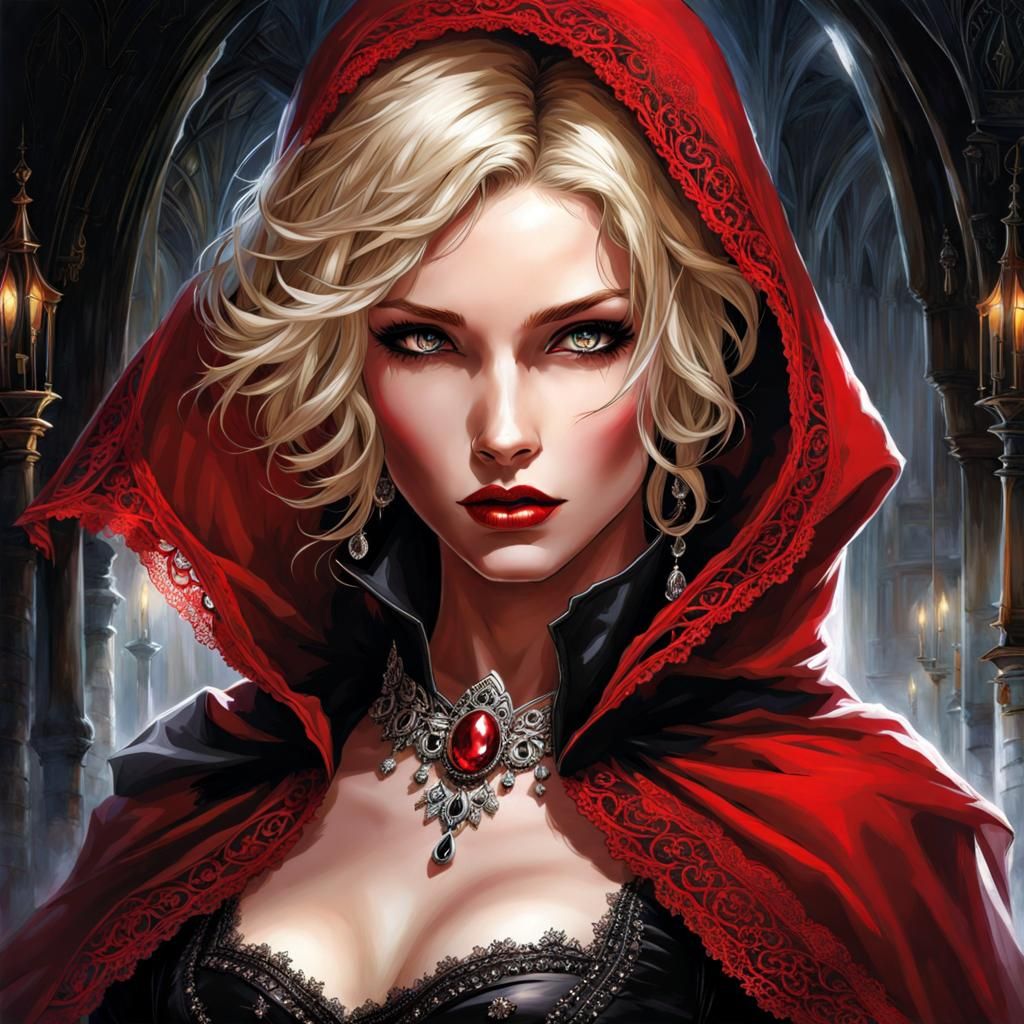 Gothic Little Red Riding Hood in Splash Art Style