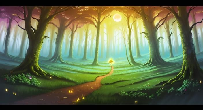 Mystical Forest: Surrealist Landscape at Twilight