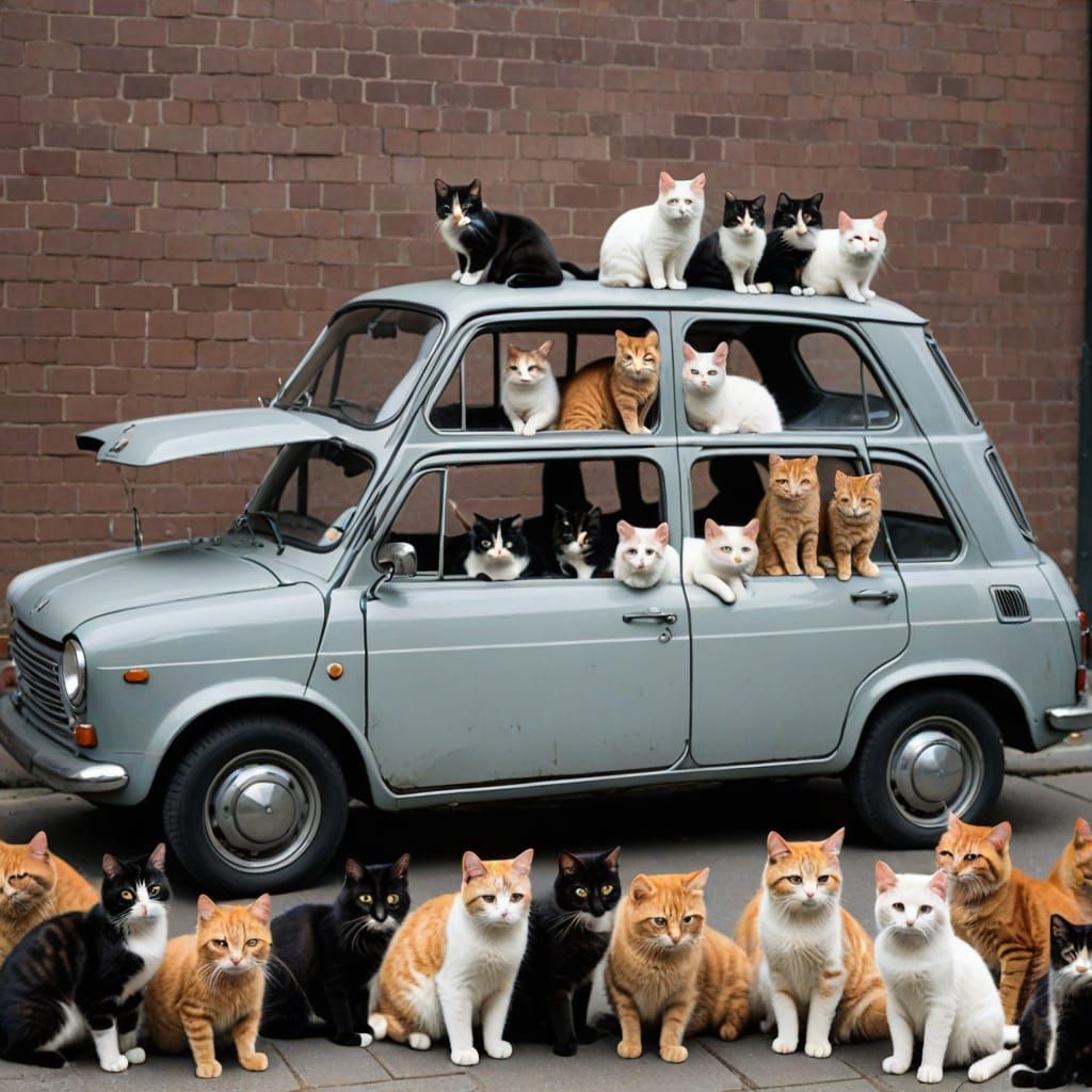 Feline Frenzy Automobile in Whimsical Style