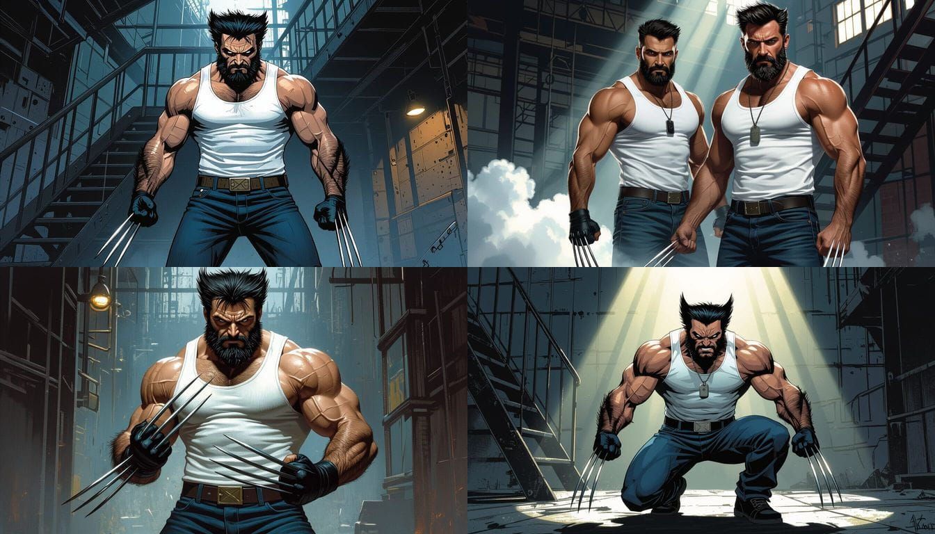 Wolverine in Action Pose with Metal Claws