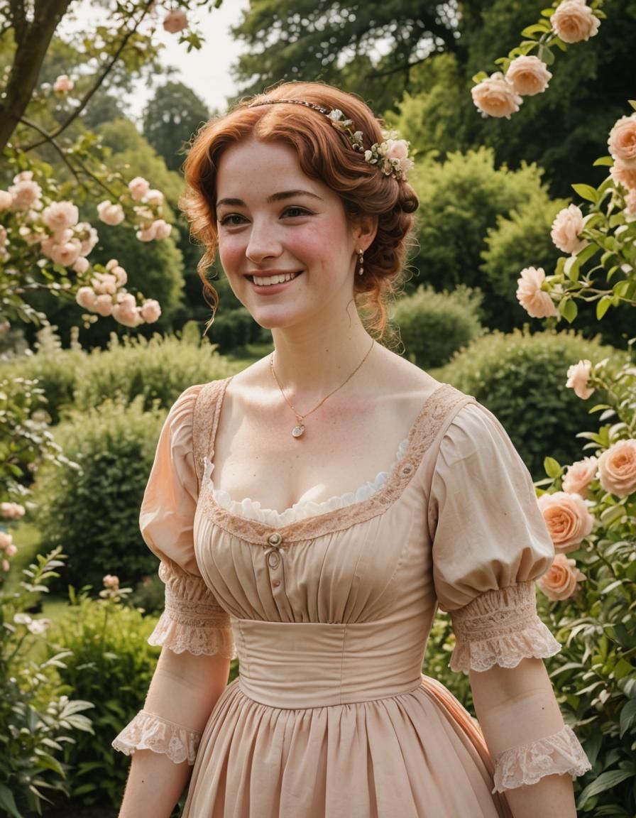 Regency Woman in Garden Portrait