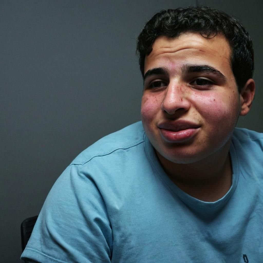 Dramatic Portrait of Obese Man at Computer