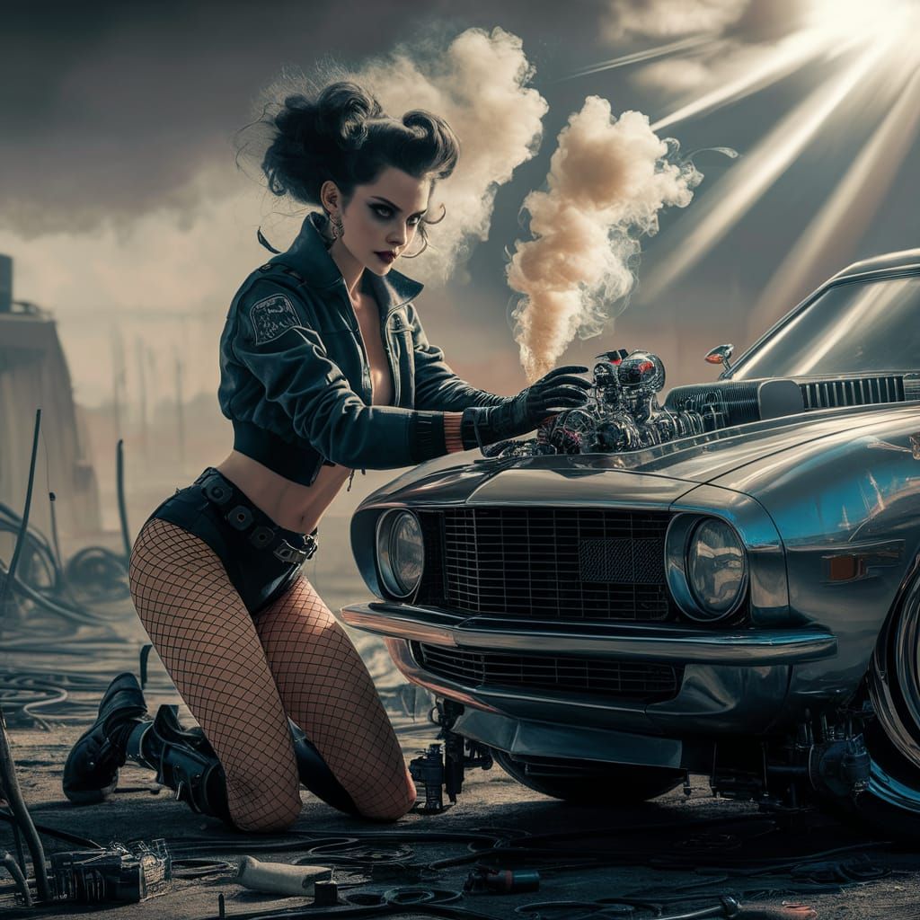 "bodacious goth girl in fishnet black tight short jean short...