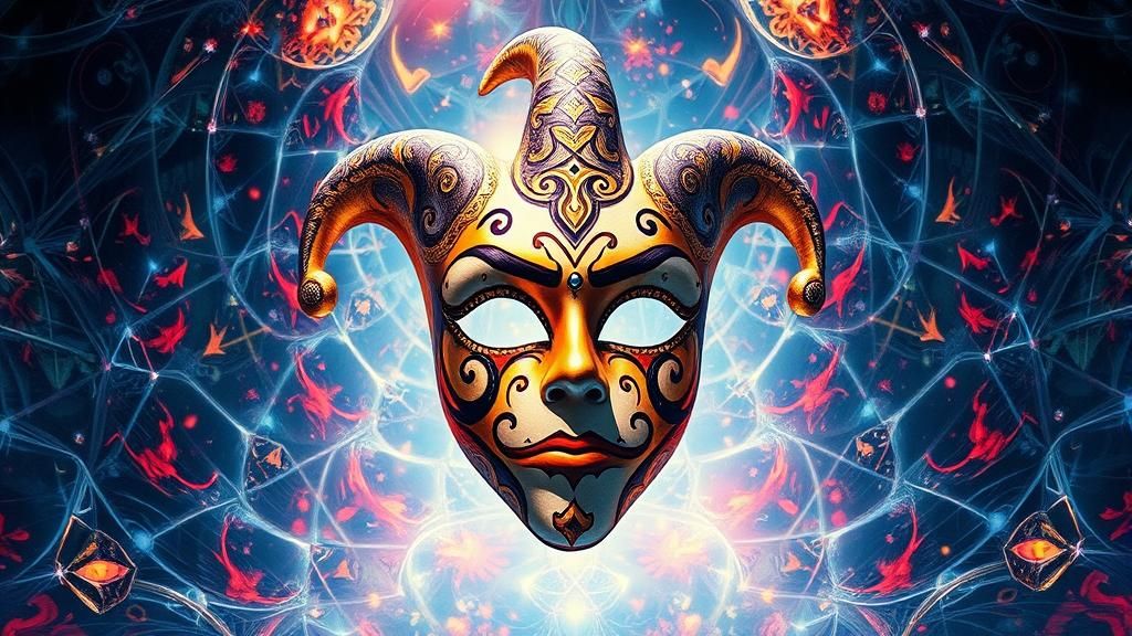 Mystical Harlequin Mask in Surrealist Style