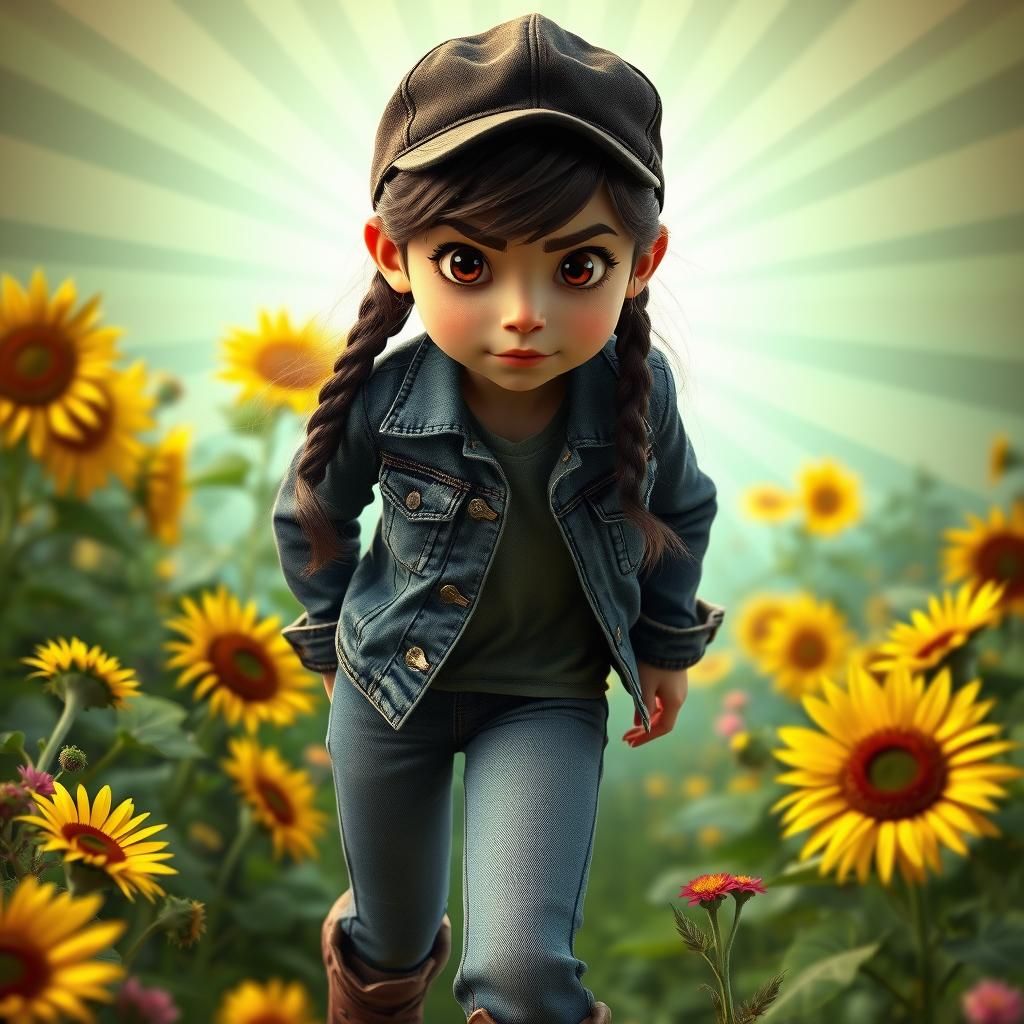 Mischievous Girl Teasing Brother: 3D Digital Art