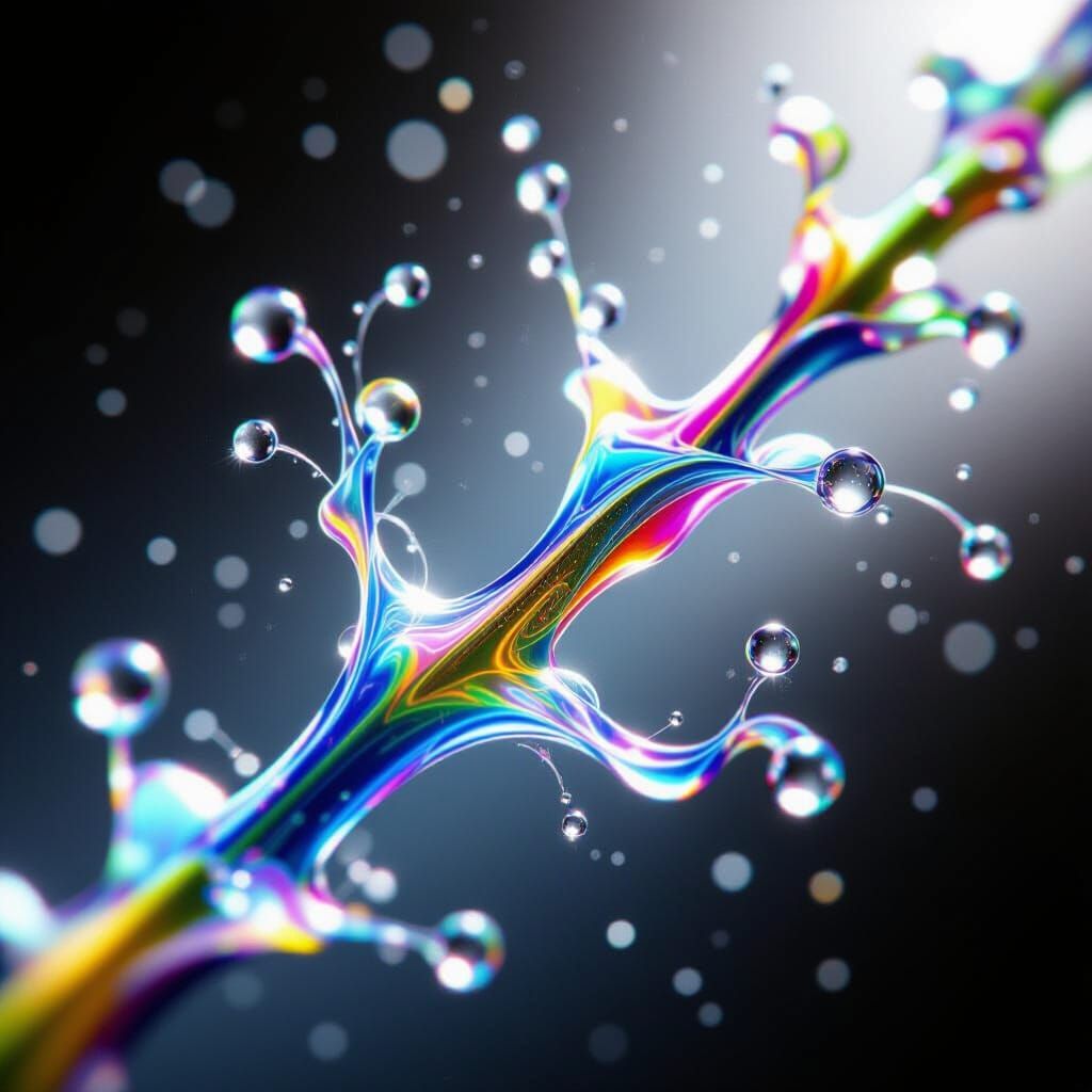 Iridescent Stem Filled with Colorful Elixir, High Contrast