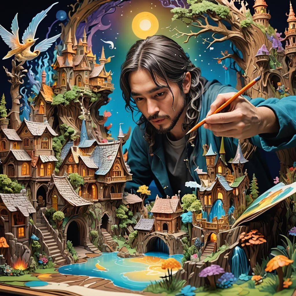 Magical Fantasy Pop-Up Book by an Artist: Hyperrealistic Con...