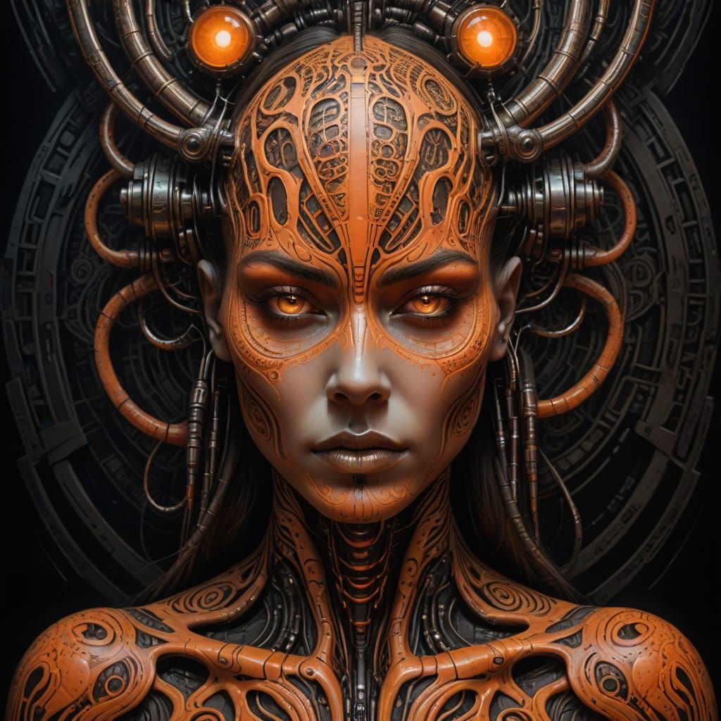 Surreal Portrait of an Orange with Tribal Tattoos in a Dark ...