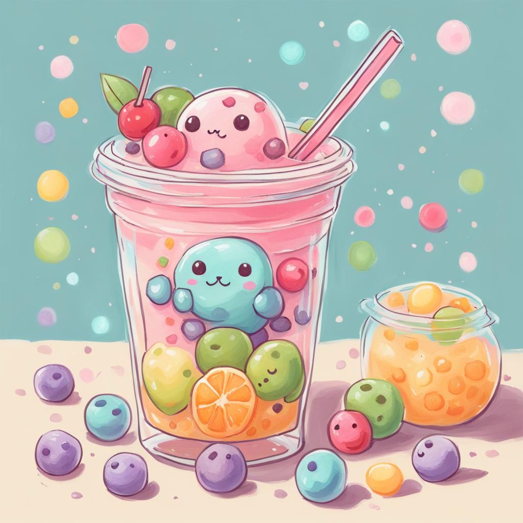 Cute Pastel Boba Art