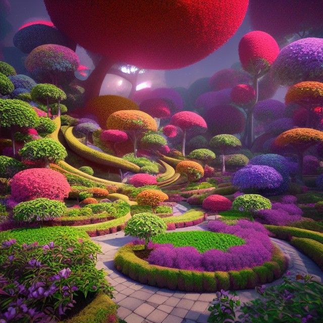 Dreamy Garden Path in Hyperdetailed Style