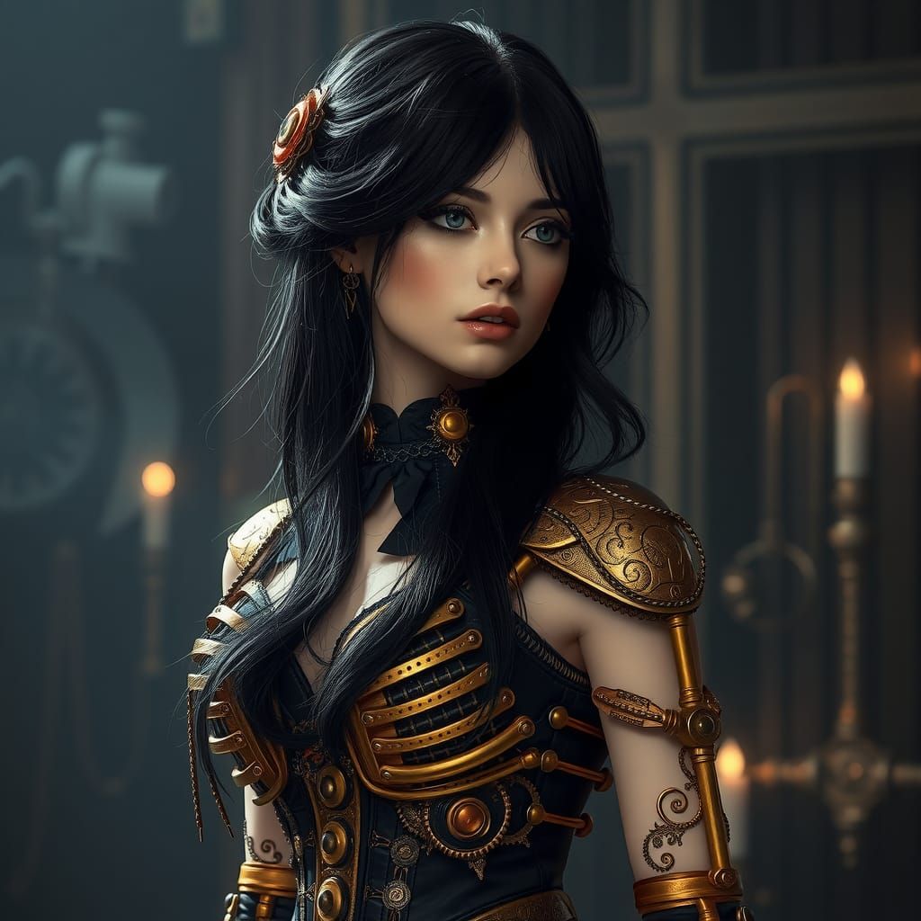 Victorian Woman with Mechanical Exoskeleton